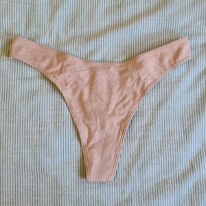 Stretch Cotton High-Leg Scoop Thong Panty